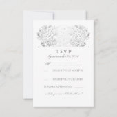 RSVP-Karte für Silberblumen und Weiße Hochzeit Einladung (Vorderseite)