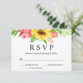 RSVP-Karte für Sonnenblumen mit Nummer RSVP Karte (Stehend Vorderseite)