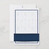 RSVP-Karte für Sonnenblumen-Navy-Damask-Blumenblum RSVP Karte (Rückseite)