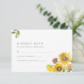 RSVP-Karte für Sonnenblumen RSVP Karte (Stehend Vorderseite)