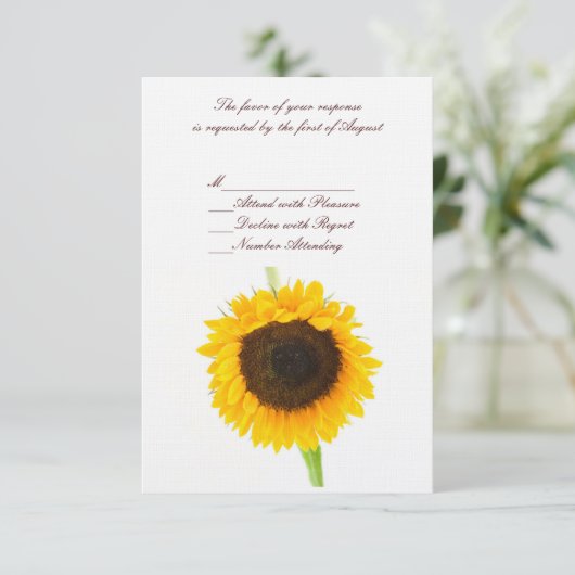 RSVP-Karte für Sonnenblumen RSVP Karte (Stehend Vorderseite)