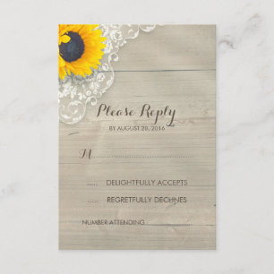 RSVP-Karte für Sonnenblumen und Holz RSVP Karte