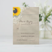 RSVP-Karte für Sonnenblumen und Holz RSVP Karte (Stehend Vorderseite)