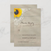 RSVP-Karte für Sonnenblumen und Holz RSVP Karte (Vorne/Hinten)