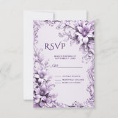 RSVP-Karte für stilvolle violette Blumen RSVP Karte (Vorderseite)