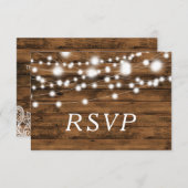 RSVP-Karte für String Lights Wood and Lace Einladung (Vorne/Hinten)