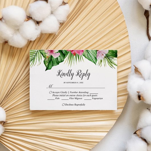 RSVP-Karte für tropische Hochzeiten mit Wasserfarb RSVP Karte