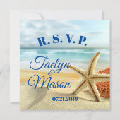 RSVP-Karte für tropische Hochzeitstrände Einladung (Vorderseite)