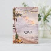 RSVP-Karte für tropischen Strand oder Hochzeit in RSVP Karte (Stehend Vorderseite)