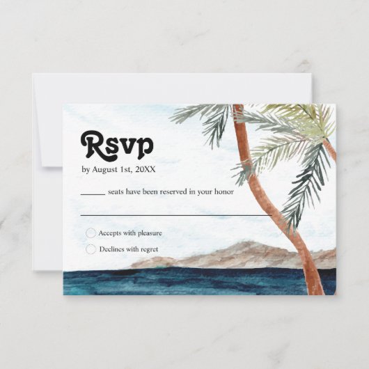 RSVP-Karte für tropischen Strand RSVP Karte (Vorderseite)