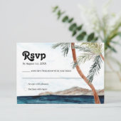RSVP-Karte für tropischen Strand RSVP Karte (Stehend Vorderseite)