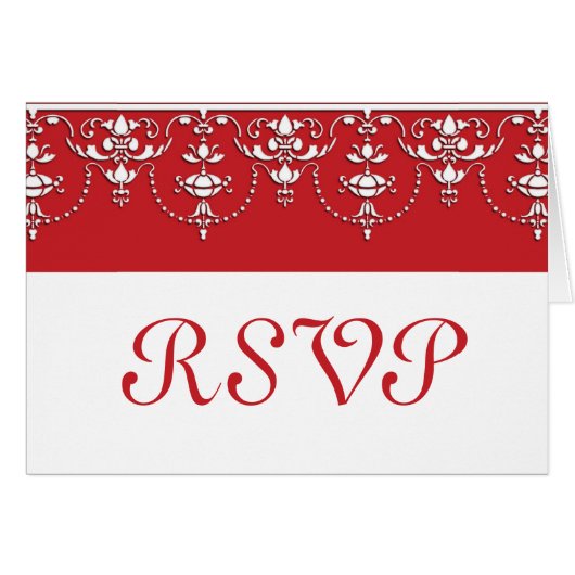 RSVP-Karte für Viktorianische Hochzeiten, rot und (Vorderseite (Horizontal))