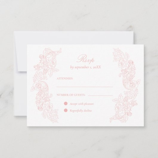 RSVP-Karte für viktorianische Rosa Hochzeit RSVP Karte (Vorderseite)