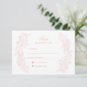 RSVP-Karte für viktorianische Rosa Hochzeit RSVP Karte (Stehend Vorderseite)