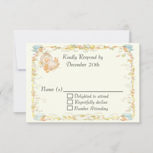 RSVP-Karte für Vintage Babydusche RSVP Karte (Vorderseite)