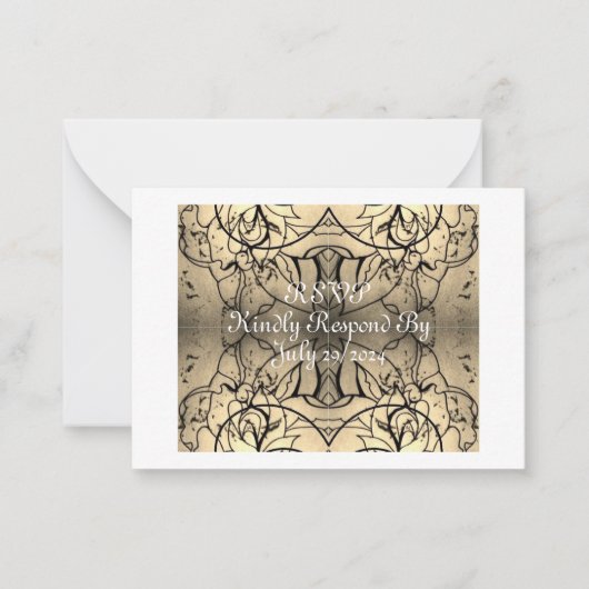 RSVP-Karte für Vintage beige Rose Mitteilungskarte (Vorderseite)