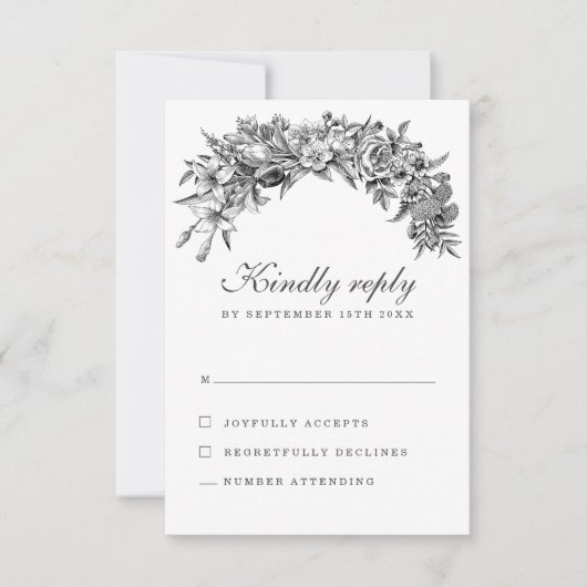 RSVP-Karte für Vintage Blumenhochzeit RSVP Karte (Vorderseite)