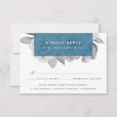 RSVP-Karte für Vintage Blumenkost | Cerulean RSVP Karte (Vorderseite)