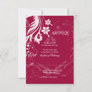 RSVP-Karte für Vintage Blütenhochzeiten in Rot und RSVP Karte