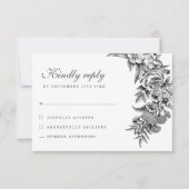 RSVP-Karte für Vintage Botanische Blumenhochzeit RSVP Karte (Vorderseite)