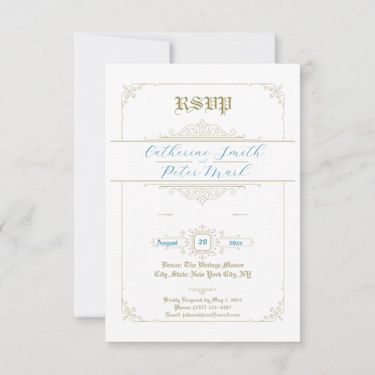 RSVP-Karte für Vintage Charm-Hochzeit (Rückseite)