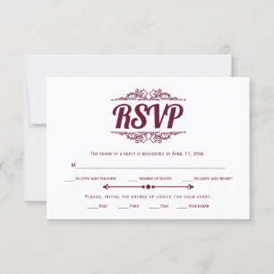 RSVP-Karte für Vintage Elemente burgundy RSVP Karte