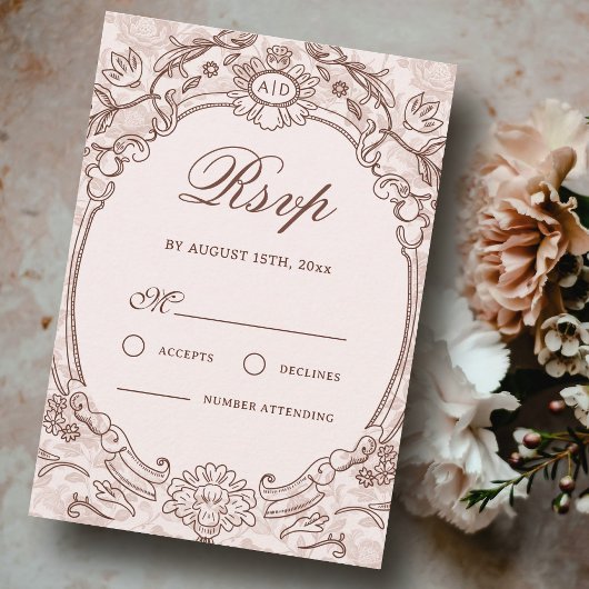 RSVP-Karte für Vintage Frame-Hochzeiten RSVP Karte