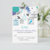 RSVP-Karte für Vintage Geburtskästen Frühlingsblüt RSVP Karte (Stehend Vorderseite)