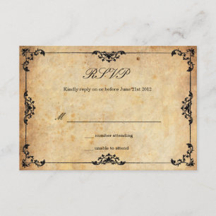 RSVP-Karte für Vintage Schwarze Flora RSVP Karte