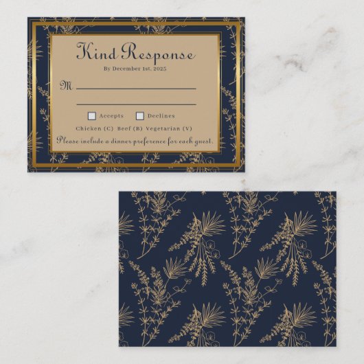 RSVP-Karte für Vintagen Winterurlaub Begleitkarte (Vorne/Hinten)