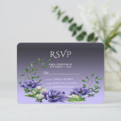 RSVP-Karte für violette Wasserfarben RSVP Karte (Stehend Vorderseite)