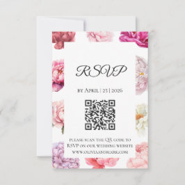 RSVP-Karte für Wasserfarbenpeony | Rose Gold Flora RSVP Karte