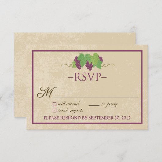 RSVP-Karte für Weinberge (Perchment Design) RSVP Karte (Vorne/Hinten)