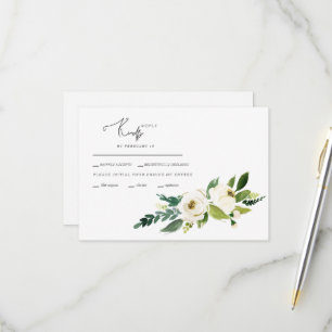 RSVP-Karte für weiße Blume RSVP Karte
