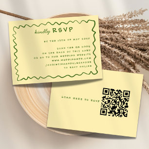 RSVP-Karte für weißes Doodle Gelb und Grün RSVP Karte