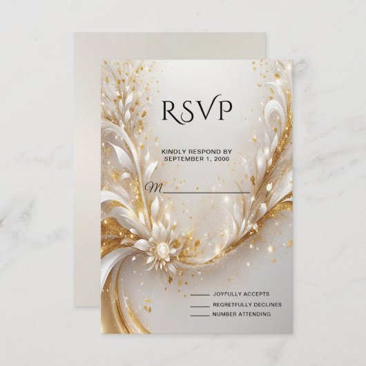 RSVP-Karte für weißes Gold RSVP Karte (Vorne/Hinten)