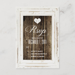 RSVP-Karte für weißes, rustikales Rahmenholz RSVP Karte