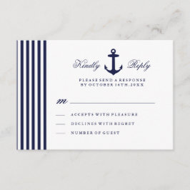 RSVP-Karte für Weißes und Navy Blau RSVP Karte
