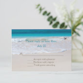 RSVP-Karte für White Beach Wedding RSVP Karte (Stehend Vorderseite)
