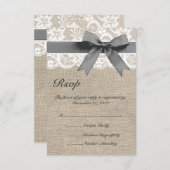 RSVP-Karte für White Lace und Burlap Wedding RSVP Karte (Vorne/Hinten)