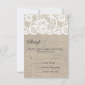 RSVP-Karte für White Lace und Burlap Wedding RSVP Karte (Vorderseite)