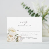 RSVP-Karte für White Peony Wedding RSVP Karte (Stehend Vorderseite)