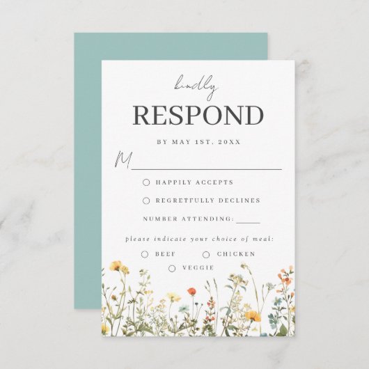 RSVP-Karte für Wildblume RSVP Karte (Vorne/Hinten)