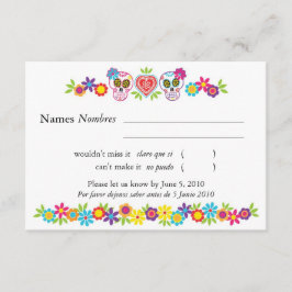 RSVP-Karte für Zuckerschädel und Blume RSVP Karte