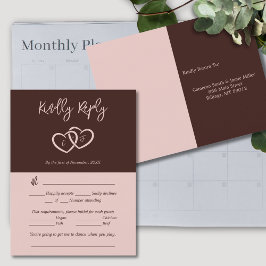 RSVP-Karte für zwei Herz-Rot-Anzeige Postkarte