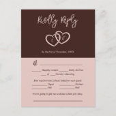 RSVP-Karte für zwei Herz-Rot-Anzeige Postkarte (Vorderseite)