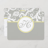 RSVP-Karte Gelb/Grau Damaskus - Silberwolke RSVP Karte (Vorne/Hinten)