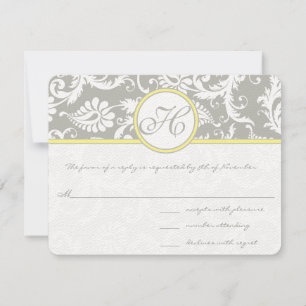 RSVP-Karte Gelb/Grau Damaskus - Silberwolke RSVP Karte