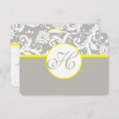 RSVP-Karte Gelb/Grau Damaskus - Silberwolke RSVP Karte (Vorne/Hinten)