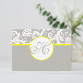 RSVP-Karte Gelb/Grau Damaskus - Silberwolke RSVP Karte (Stehend Vorderseite)